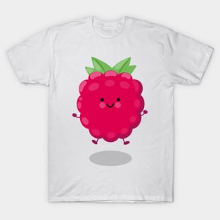 Cute happy jumping red raspberry cartoon illustration T-Shirt